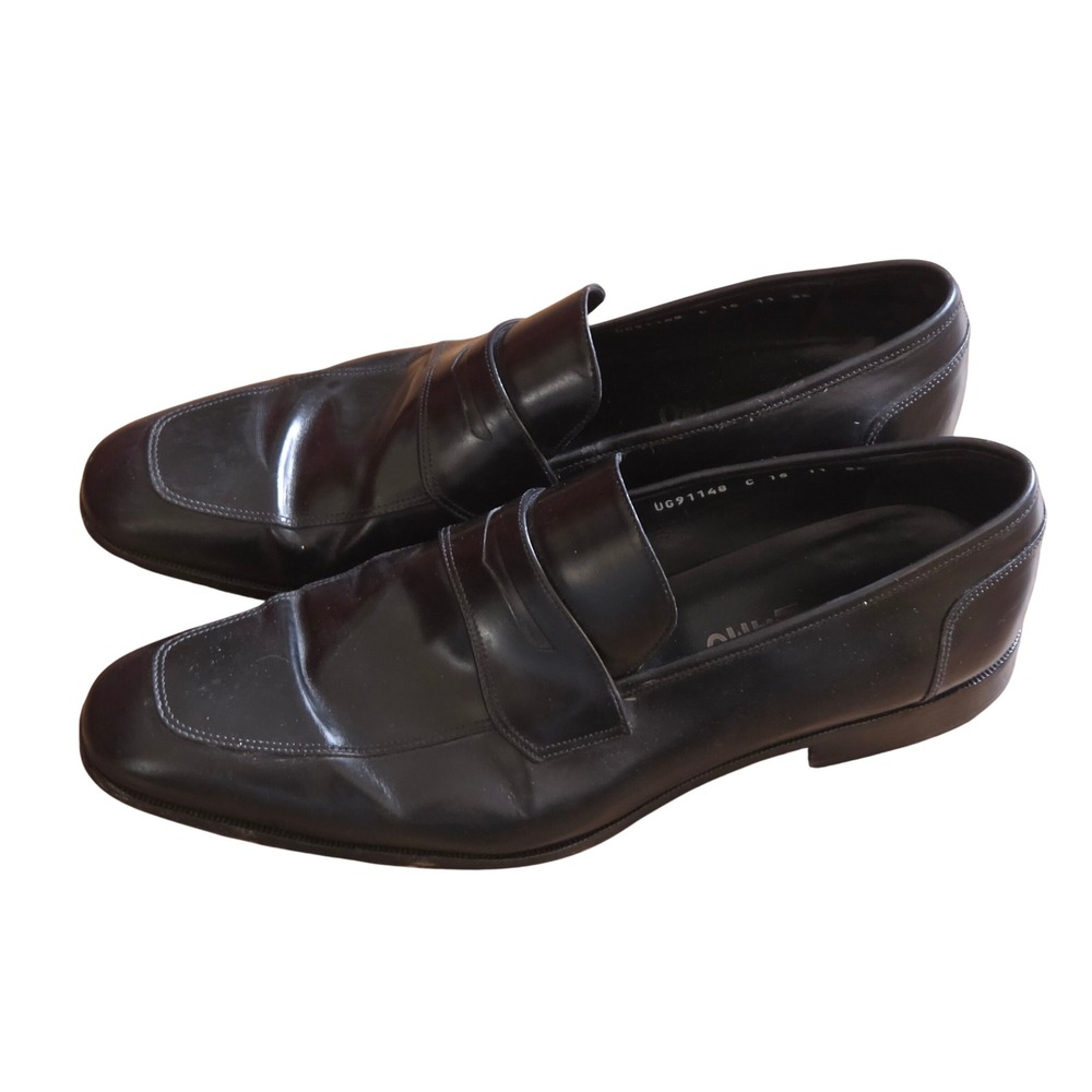 Salvatore Ferragamo Leather Penny Loafers Mens 11 EE Made in Italy Quiet Luxury